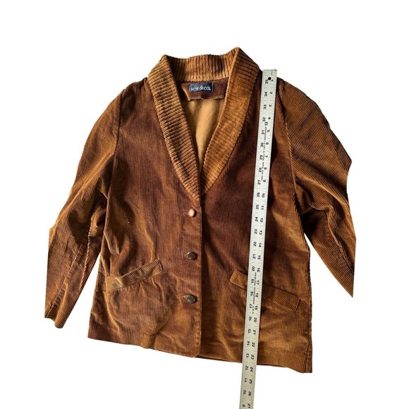 Vintage 80s Corduroy Blazer Jacket Skirt Suit Set Women's Warm Brown Two Piece‎ - Picture 9 of 12